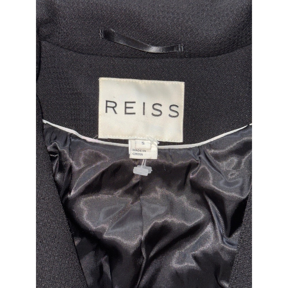 Reiss Women's Blazer‎ Black Micro Check 1 Button Sullivan Wool Blend Size Small - Picture 4 of 9